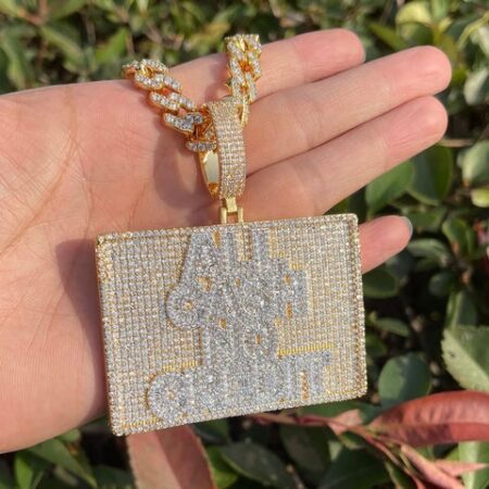 Gold Plated Moissanite Diamond Men's Necklace