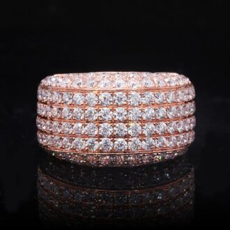 4ctw Solid Silver Pave Sparkling Iced Out 8Row Round Cut Moissanite Diamond Band