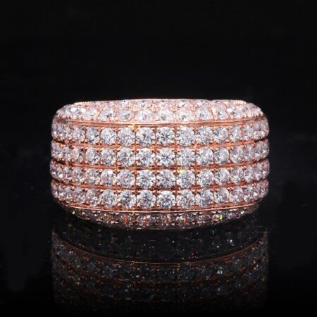 4ctw Solid Silver Pave Sparkling Iced Out 8Row Round Cut Moissanite Diamond Band