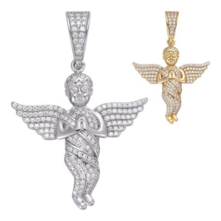 Iced Out Praying Baby Guardian Angel Pendant