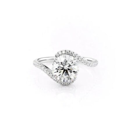 Moissanite Round Cut Pave Set Engagement Ring