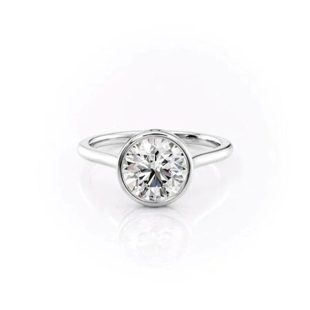 Bezel Set Hidden Accent Moissanite Round Cut Wedding Ring
