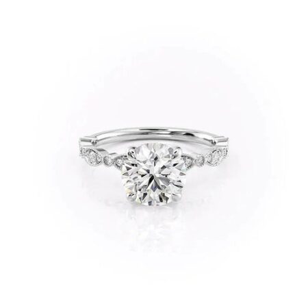 Round Cut Moissanite Side Accent Diamond Ring