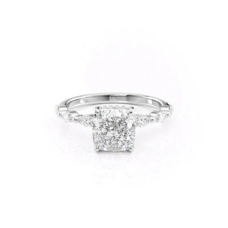 Hidden Halo Moissanite Cushion Cut Engagement Ring