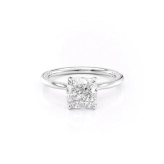 Hidden Accent Moissanite Cushion Cut Ring