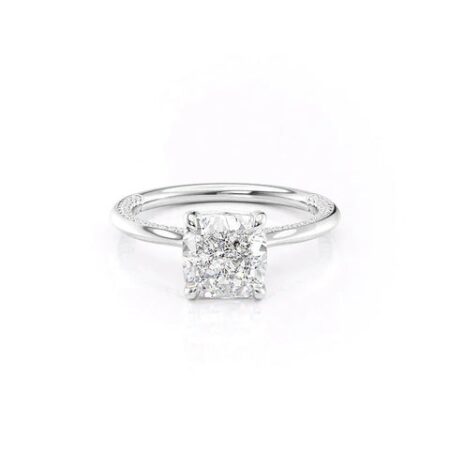 Hidden Accent Moissanite Cushion Cut Ring