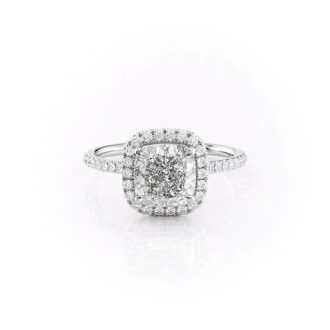 Cushion Colorless Moissanite Halo Wedding Ring