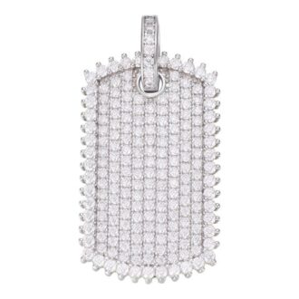 925 Sterling Silver Iced Out Dog Tag Pendant