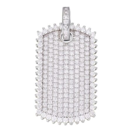 925 Sterling Silver Iced Out Dog Tag Pendant