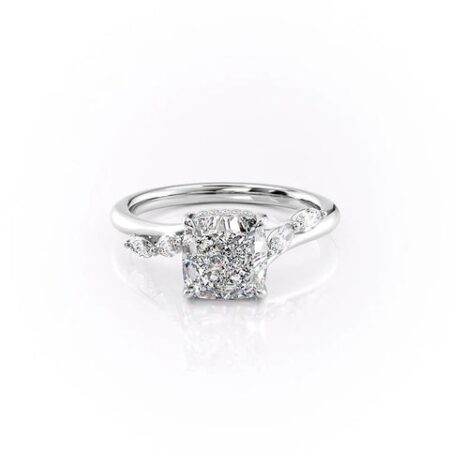 VVS1 Moissnite Cushion Cut Unique Style Wedding Ring