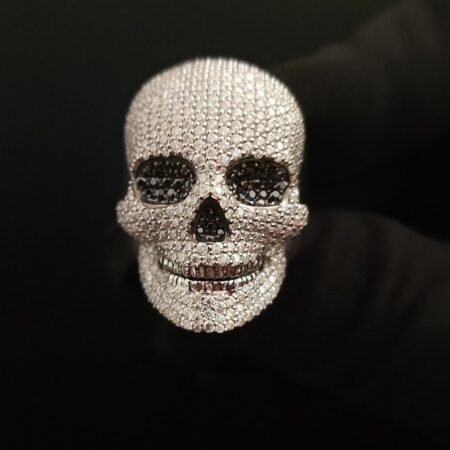 Skull VVS Moissanite Iced Out Rapper Pinky Hip Hop Ring Men's S925 Silver Ring