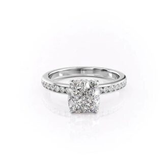 Channel Set Moissanite Cushion Cut Diamond Ring