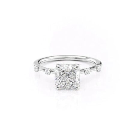 Moissanite Hidden Accent Cushion Cut Wedding Ring