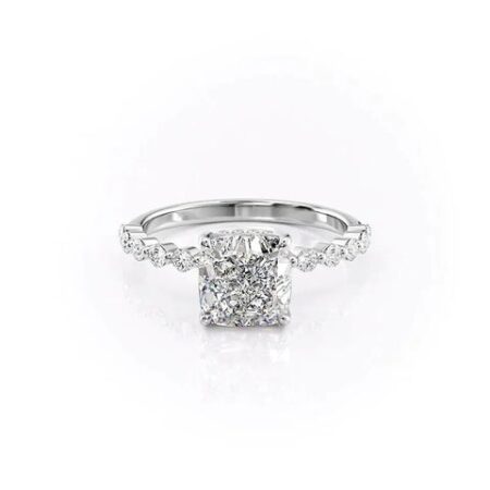 Cushion Cut Hidden Halo Moissanite Engagement Ring
