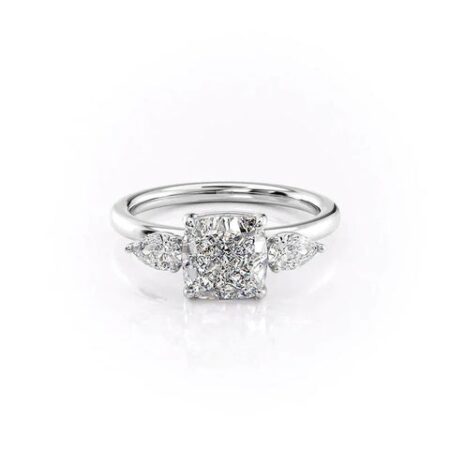 Three Stone Cushion Cut Moissanite Ring