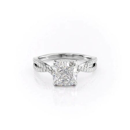 Split Shank Cushion Cut Moissanite Engagement Ring