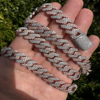 Dual Tone VVS1 Moissanite Diamond Cuban Link Chain
