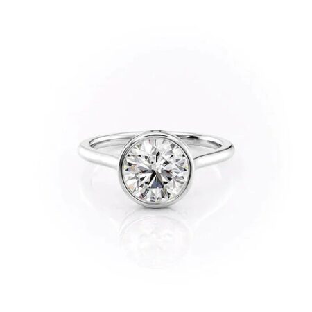 Bezel Set With Hidden Accent Round Cut Moissanite Ring