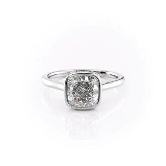 Moissanite Cushion Cut Bezel Set With Hidden Accent Wedding Ring