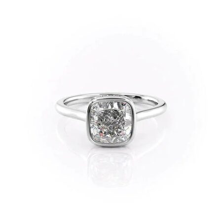 Moissanite Cushion Cut Bezel Set With Hidden Accent Wedding Ring