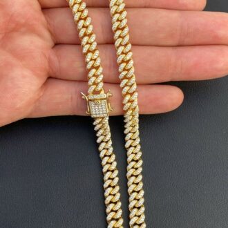 Yellow Gold Plated Moissanite Diamond Cuban Chain