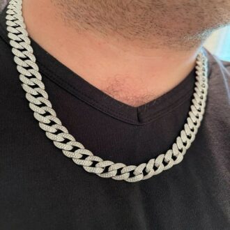 Iced Out Moissanite Cuban Chain For Men's