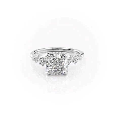 Cushion Cut Moissanite Hidden Halo Wedding Ring