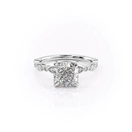 Art Deco Cushion Cut Moissanite Unique Engagement Ring