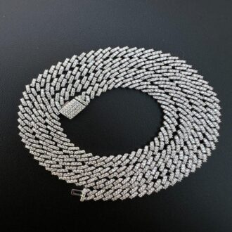 925 Silver Moissanite Diamond Micro Pave Miami Chain