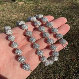 D Color Moissanite Ball Link Chain For Men's
