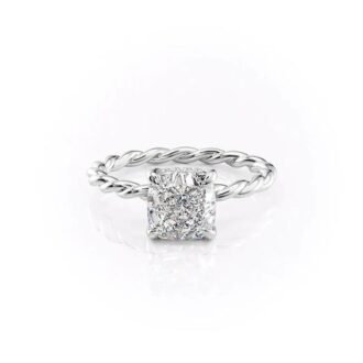 Cushion Cut Moissanite Twisted Band Engagement Ring