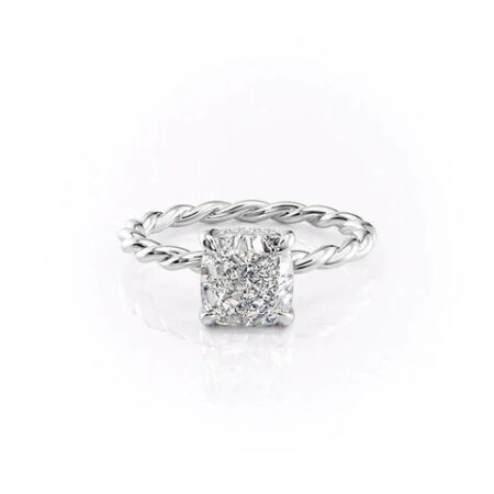 Cushion Cut Moissanite Twisted Band Engagement Ring