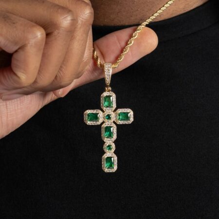 Canary Cluster Cross Pendant Gold