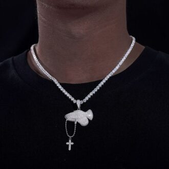 Hands Praying Cross Pendant Iced Out Moissanite Pendant