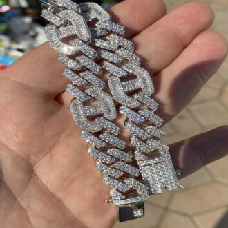 Round & Baguette Cut Moissanite Diamond Cuban Link Chain For Men's