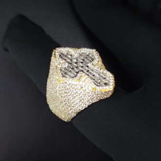 Cross Made in 925 Silver Studded with VVS Colorless Moissanite Stone Hip-hop Ring