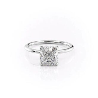 Hidden Halo Cushion Cut VVS1 Moissanite Promise Ring