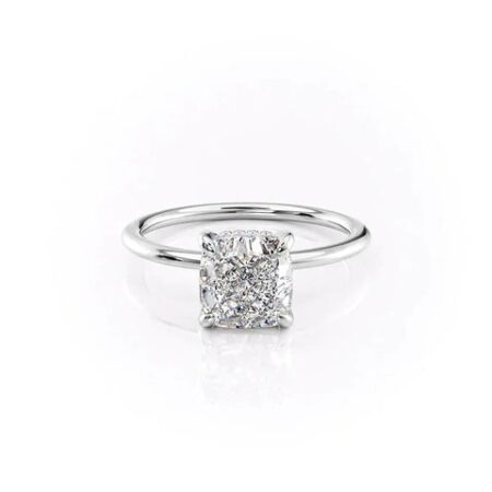 Hidden Halo Cushion Cut VVS1 Moissanite Promise Ring