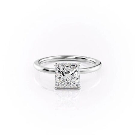 Princess Cut Hidden Accent Moissanite Ring For Women