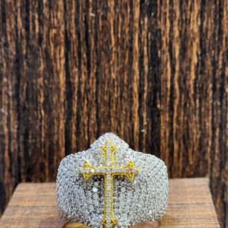 Beautiful Cross Moissanite Studded Iced Out Hip hop S925 Silver Men's Ring