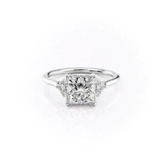 Colorless Moissanite Seven Stone Princess Cut Engagement Ring
