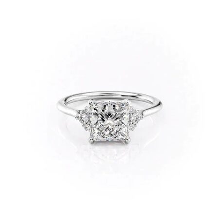Colorless Moissanite Seven Stone Princess Cut Engagement Ring