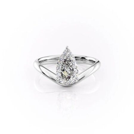 Unique Style Pear Cut Moissanite Solitaire Engagement Ring