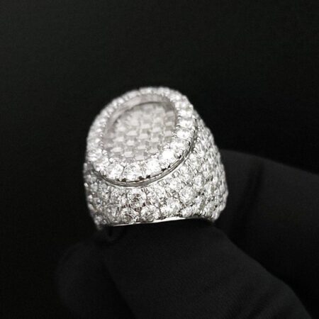 Beautiful Oval Shape Men's Hip hop 925 Silver Moissanite Diamond Baguette Ring