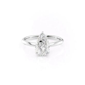 Hidden Halo Moissanite Pear Cut Engagement Ring