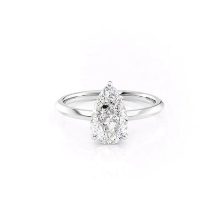 Hidden Halo Moissanite Pear Cut Engagement Ring