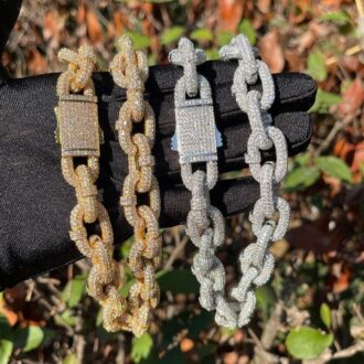 Luxury Fully Iced Out Rollo Moissanite Cuban Link Chain
