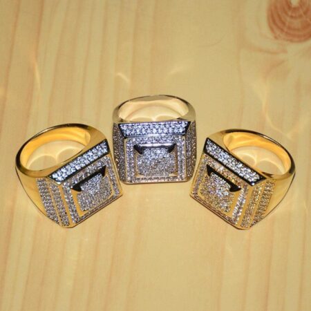Men's Full Moissanite Diamond Front Pyramid Style Iced Out Hip Hop Ring