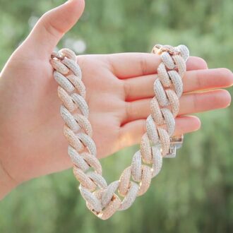 Dual Tone Hip Hop Luxury Moissanite Cuban Chain
