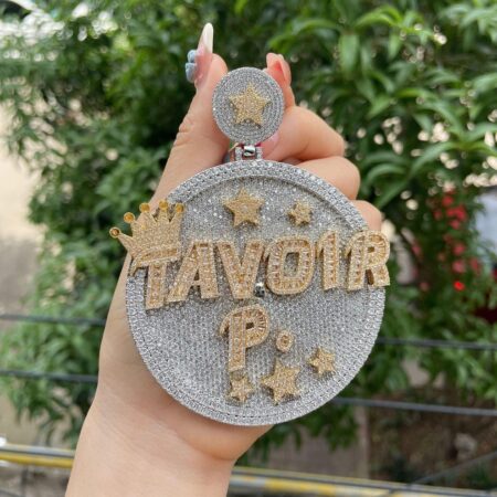 Hip Hop Disk Round Fully Moissanite Bling Letter Diamond Pendant